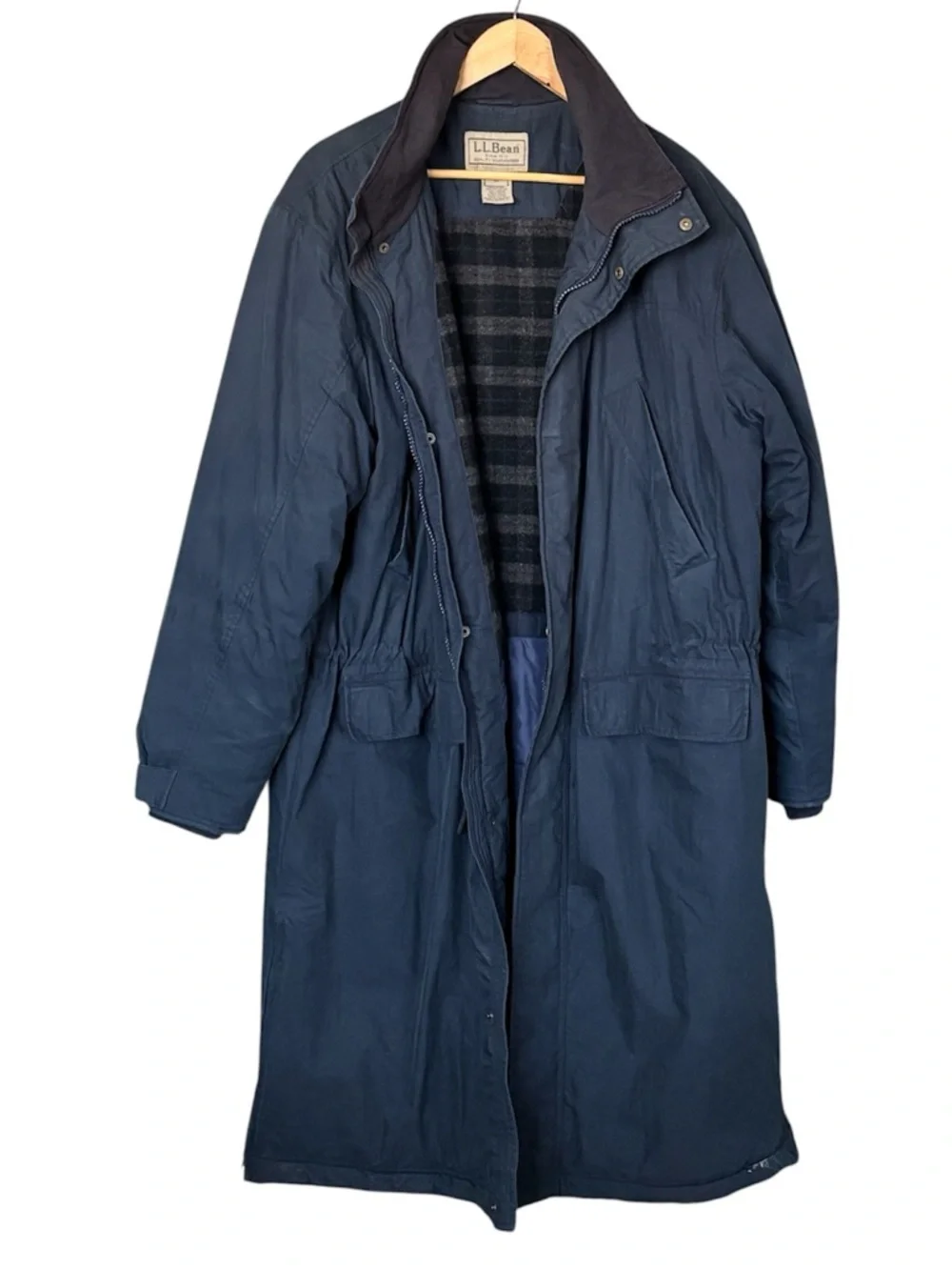 L.L. Bean Men’s Thinsulate Long Parka Jacket Large Wool Blend Lined Trench Coat - Picture 4 of 12
